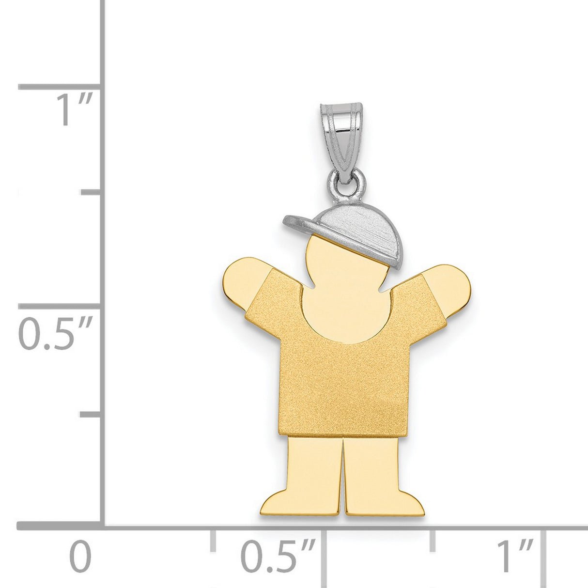 14k Two-Tone Gold Boy Pendant with Cap, Polished and Matte Finish, Family Jewelry for Women