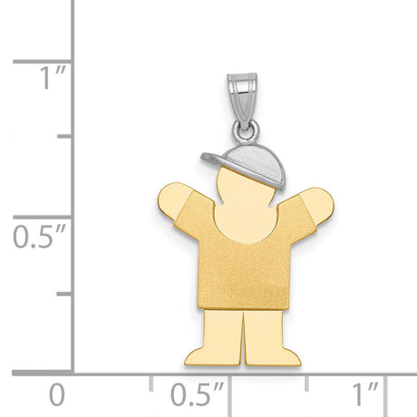 14k Two-Tone Gold Boy Pendant with Cap, Polished and Matte Finish, Family Jewelry for Women