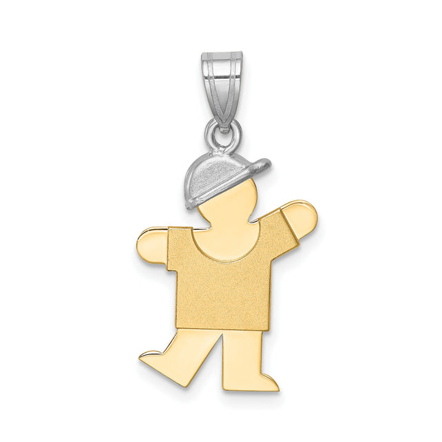 14k Two-Tone Gold Boy Pendant with Cap, Sentimental Family Charm for Women