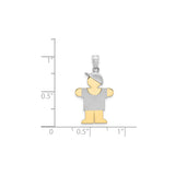 14k Two-Tone Gold Boy Charm Pendant with Cap and T-Shirt Design