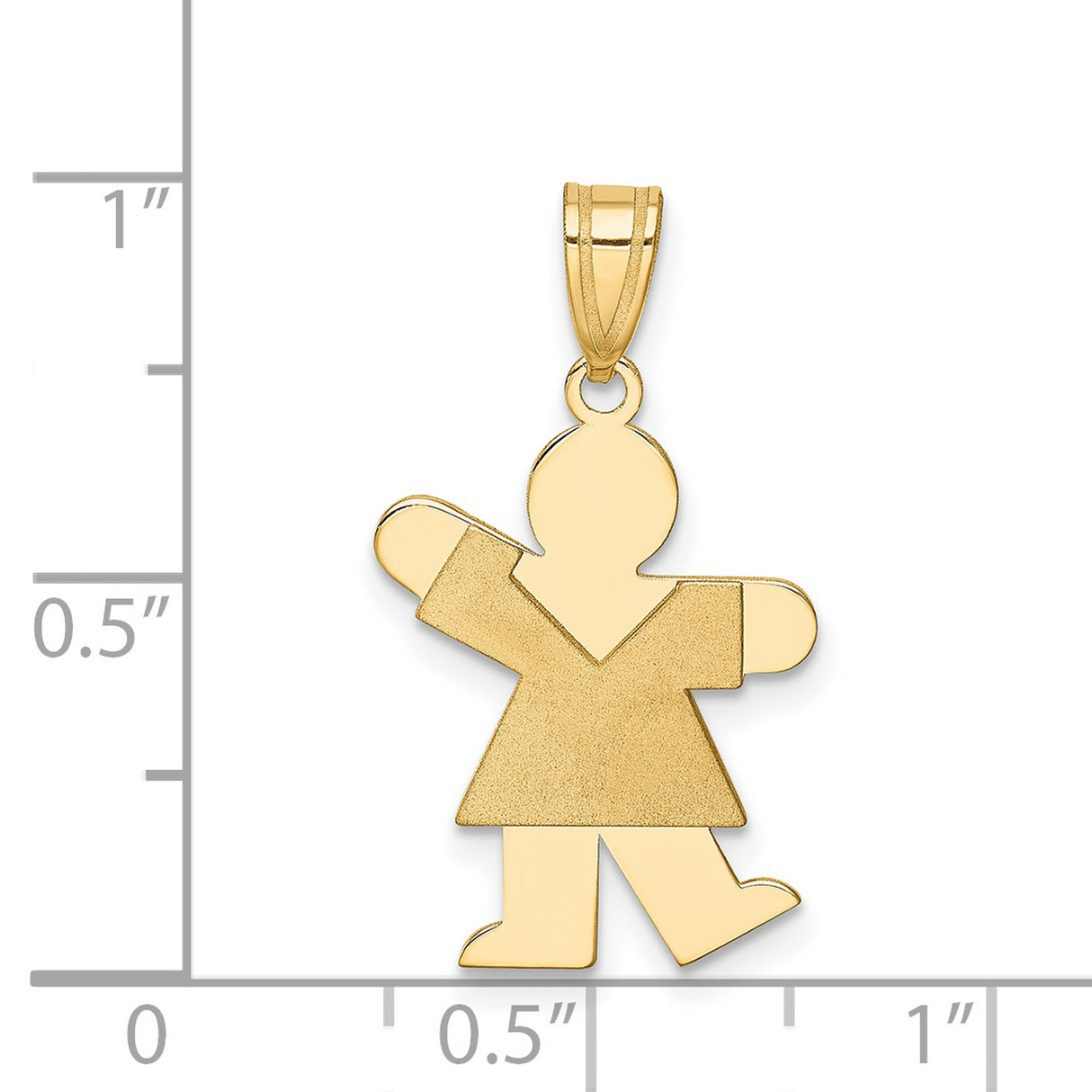 14k Yellow Gold Girl Pendant Charm with Flat Silhouette Design, Minimal and Symbolic Family Jewelry