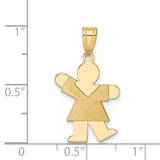 14k Yellow Gold Girl Pendant Charm with Flat Silhouette Design, Minimal and Symbolic Family Jewelry