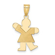 14k Yellow Gold Girl Pendant Charm with Flat Silhouette Design, Minimal and Symbolic Family Jewelry