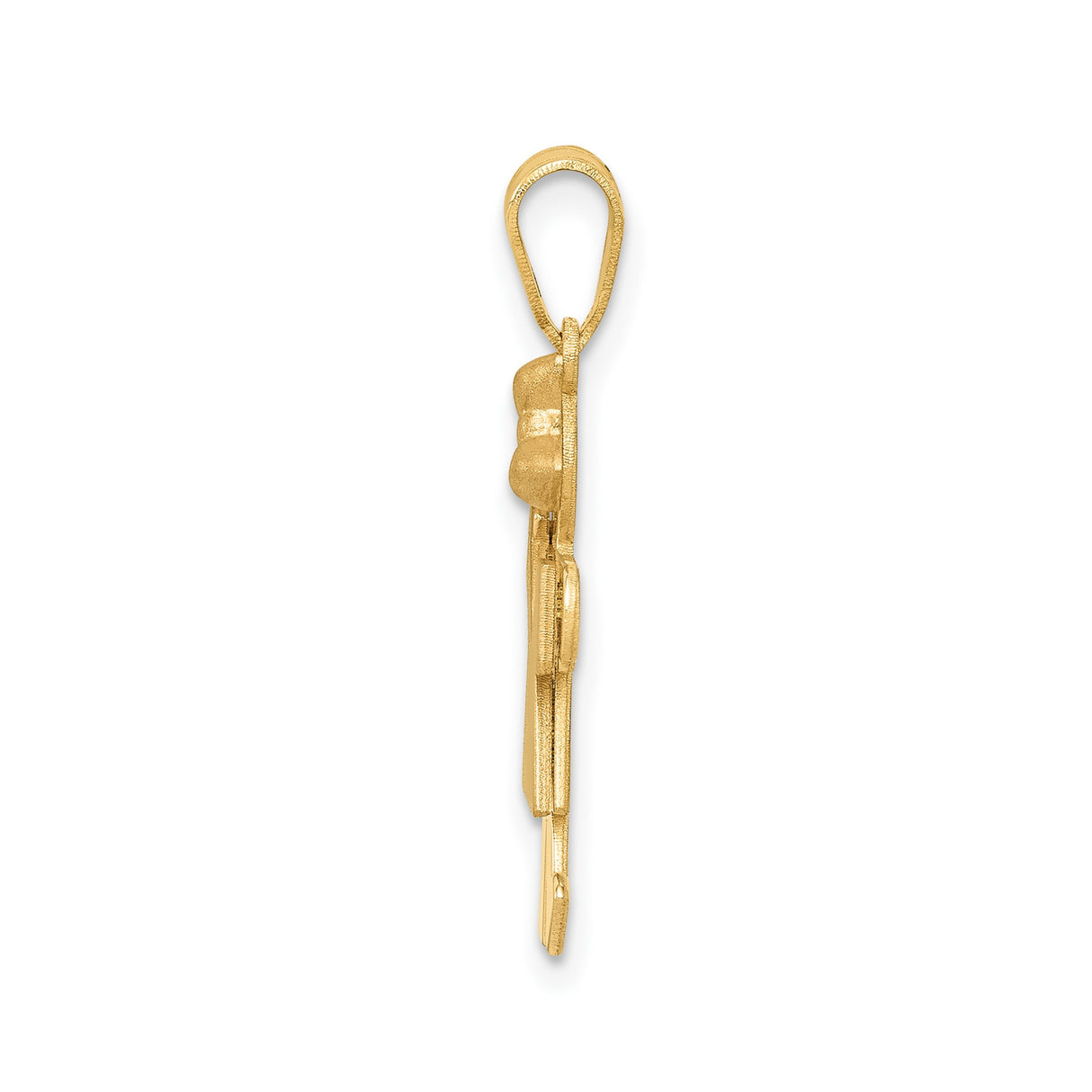 14k Two-Tone Gold Girl Pendant with Rose Gold Dress and Bow Accent, Family Charm