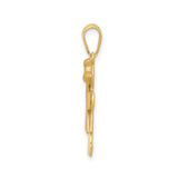 14k Two-Tone Gold Girl Pendant with Rose Gold Dress and Bow Accent, Family Charm