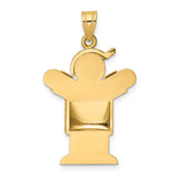14k Yellow Gold Boy Pendant with Baseball Cap and Raised Arms, Minimalist Family Charm