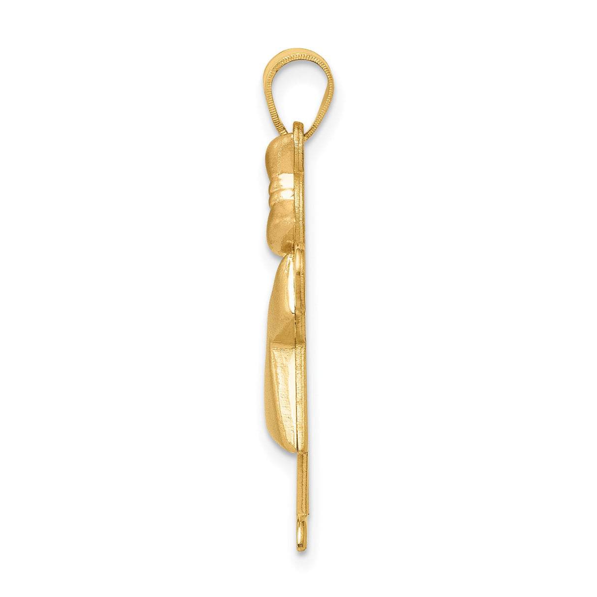 14k Two-Tone Gold Girl Pendant with Rose Gold Bow, Stylized Family Charm Design
