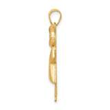 14k Two-Tone Gold Girl Pendant with Rose Gold Bow, Stylized Family Charm Design
