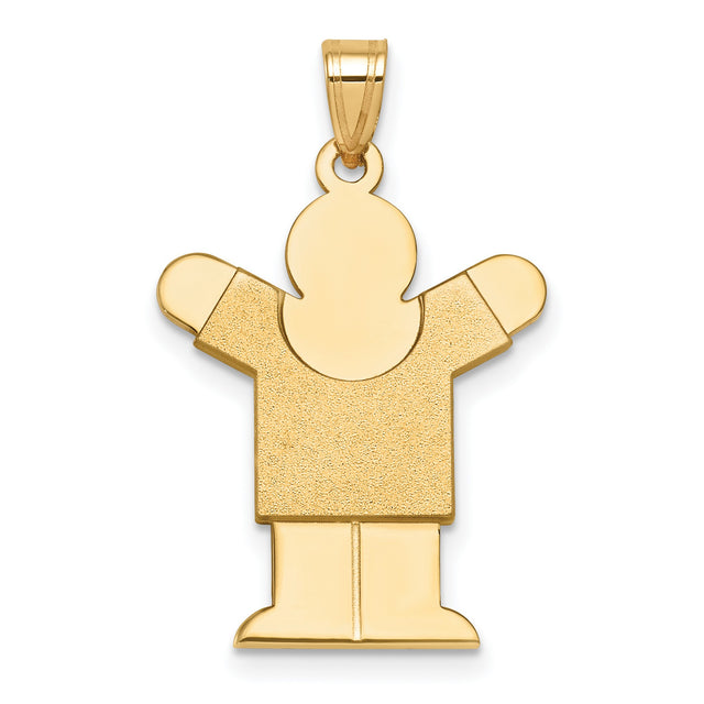14k Yellow Gold Silhouette Pendant with Raised Arms, Satin Finish Minimalist Charm for Women
