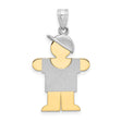14k Two-Tone Gold Boy Pendant with Cap and Shirt, Stylized Son Charm for Women