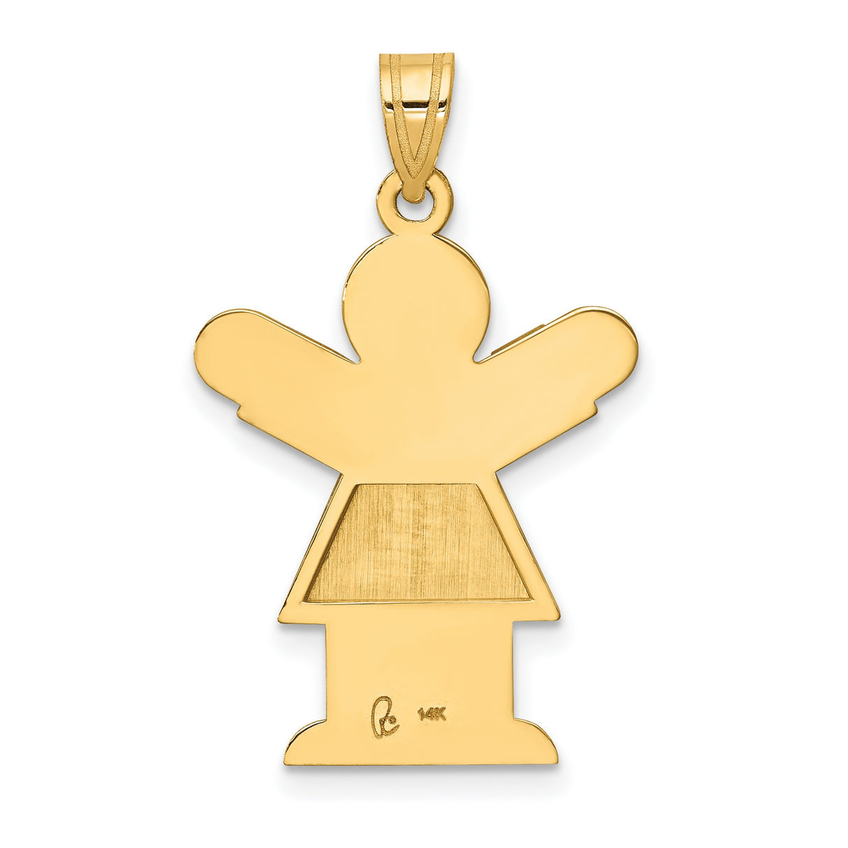 14k Yellow Gold Pendant with Stylized Girl Silhouette, Minimalist Family Keepsake Charm