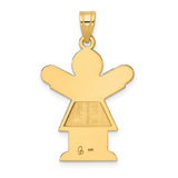 14k Yellow Gold Pendant with Stylized Girl Silhouette, Minimalist Family Keepsake Charm