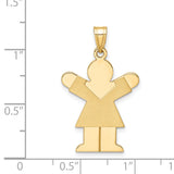 14k Yellow Gold Pendant with Stylized Girl Silhouette, Minimalist Family Keepsake Charm