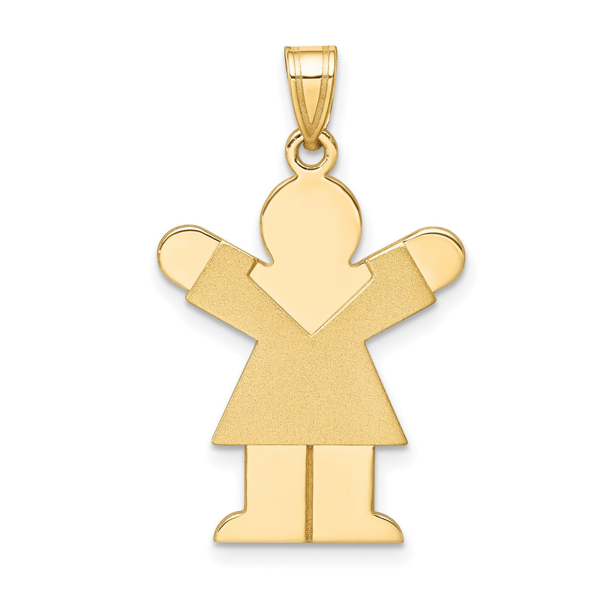14k Yellow Gold Pendant with Stylized Girl Silhouette, Minimalist Family Keepsake Charm