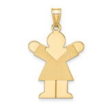 14k Yellow Gold Pendant with Stylized Girl Silhouette, Minimalist Family Keepsake Charm