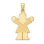 14k Yellow Gold Pendant with Stylized Girl Silhouette, Minimalist Family Keepsake Charm