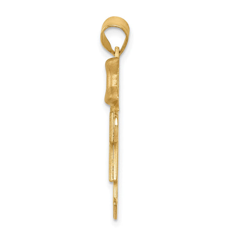 14k Two-Tone Gold Girl Pendant with Rose Gold Bow, Sentimental Family Charm
