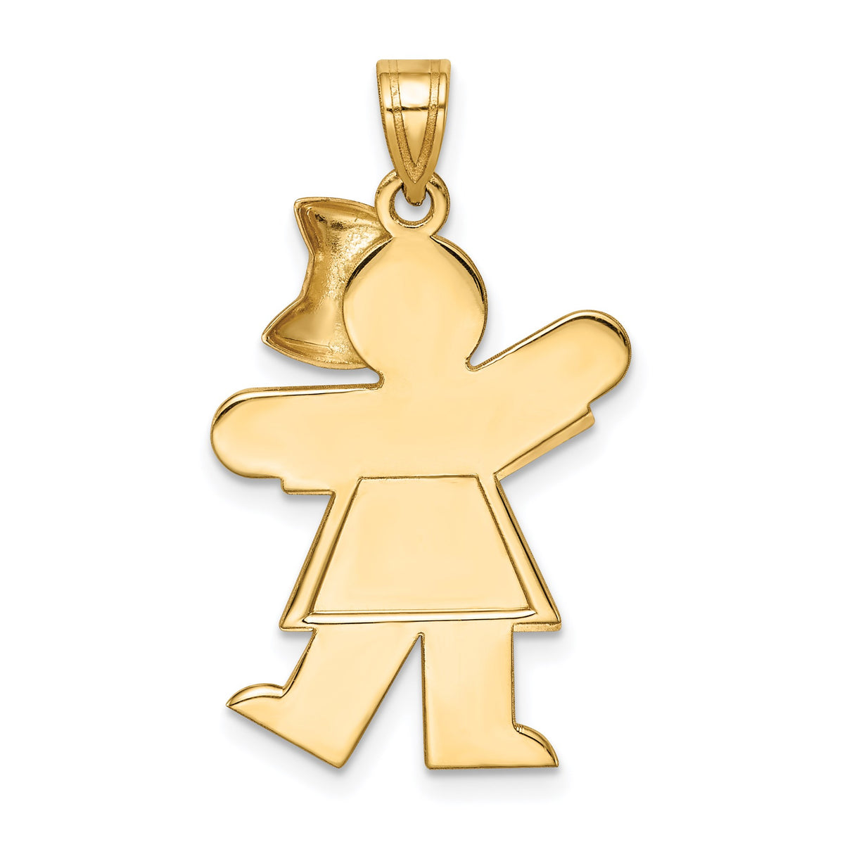 14k Two-Tone Gold Girl Pendant with Rose Gold Bow, Sentimental Family Charm
