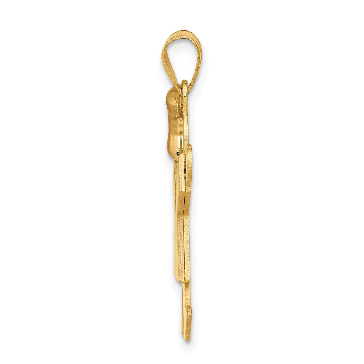 14k Multi-Tone Gold Girl Pendant with Rose Gold Dress and Bow, Cutout Silhouette Charm
