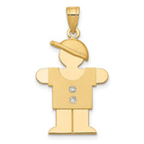 AA Diamond Kid Charm Pendant in Real 14k Yellow Gold