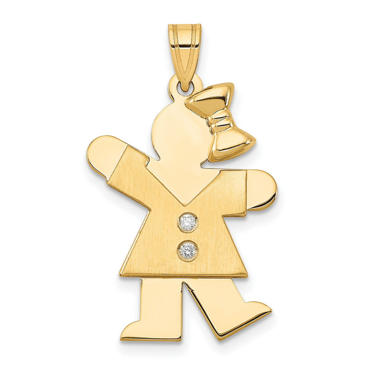 AA Diamond Kid Charm Pendant in Real 14k Yellow Gold