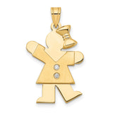 AAA Diamond Kid Charm Pendant in Real 14k Yellow Gold