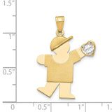 14k Yellow Gold Pendant with Boy Holding Heart-Shaped Cubic Zirconia, April Birthstone Theme