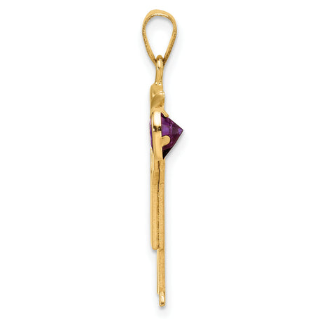 14k Yellow Gold Boy Pendant with Heart Shaped Synthetic Birthstone, Cartoon Cap Design