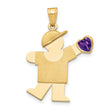 14k Yellow Gold Boy Pendant with Heart Shaped Synthetic Birthstone, Cartoon Cap Design