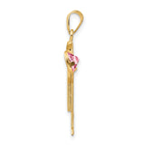 14k Yellow Gold Boy Pendant with Pink Synthetic Birthstone, Heart and Cap Design, Family Keepsake Charm