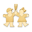 Solid Boy Facing Right and Girl Facing Left Engravable Charm Pendant in Real 14k Yellow Gold