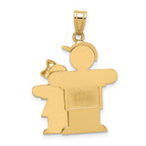 14k Yellow Gold Pendant with Stylized Boy and Girl Figures, Family Charm Theme