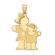 14k Yellow Gold Pendant with Stylized Boy and Girl Figures, Family Jewelry for Women