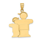14k Yellow Gold Family Silhouette Pendant, Minimalist Mother Charm with Hats