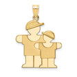 14k Yellow Gold Family Silhouette Pendant, Minimalist Mother Charm with Hats