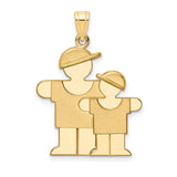 14k Yellow Gold Family Silhouette Pendant, Minimalist Mother Charm with Hats