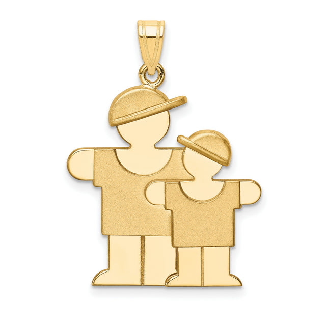 14k Yellow Gold Family Silhouette Pendant, Minimalist Mother Charm with Hats