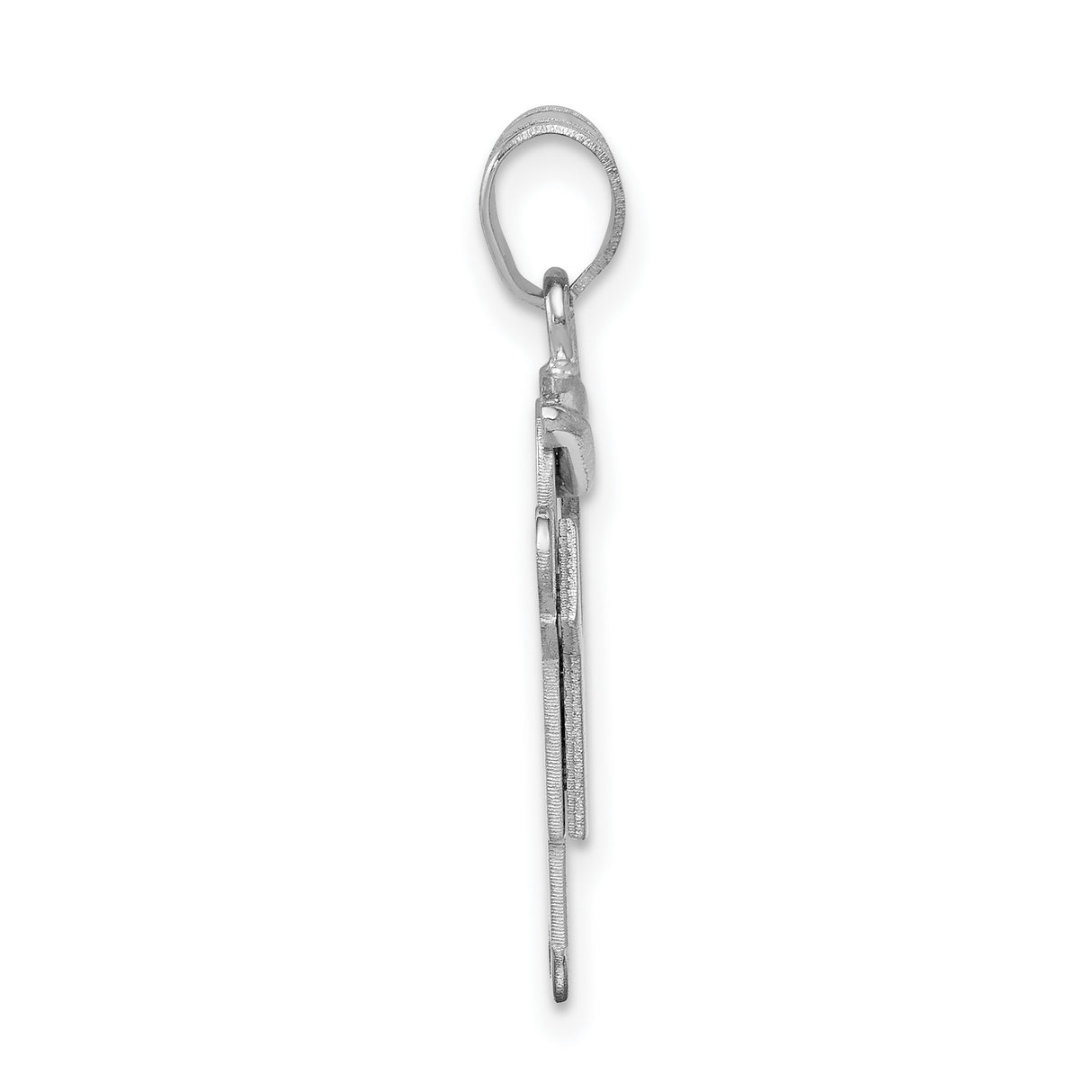 Small Boy w Hat on Right Engravable Charm Pendant in Real 14k White Gold