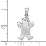 14k White Gold Boy Charm Pendant with Hat, Stylized Figure, Modern Motherhood Symbol