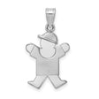 14k White Gold Boy Charm Pendant with Hat, Stylized Figure, Modern Motherhood Symbol