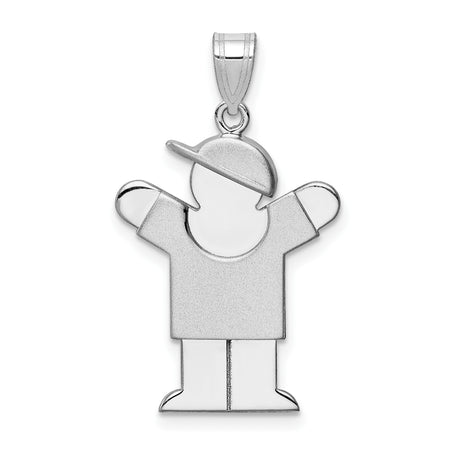 14k White Gold Boy Charm Pendant with Cap, Minimalist Family Jewelry for Women or Moms