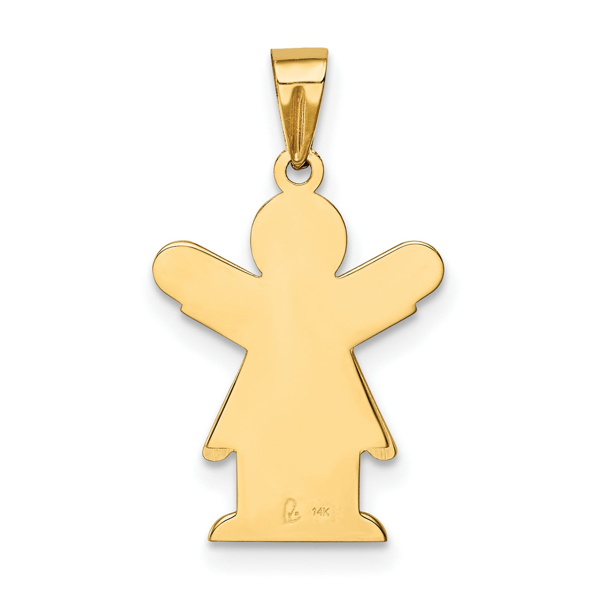 14k Yellow Gold Angel Pendant with Stylized Silhouette and Outstretched Wings for Women