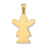 14k Yellow Gold Angel Pendant with Stylized Silhouette and Outstretched Wings for Women