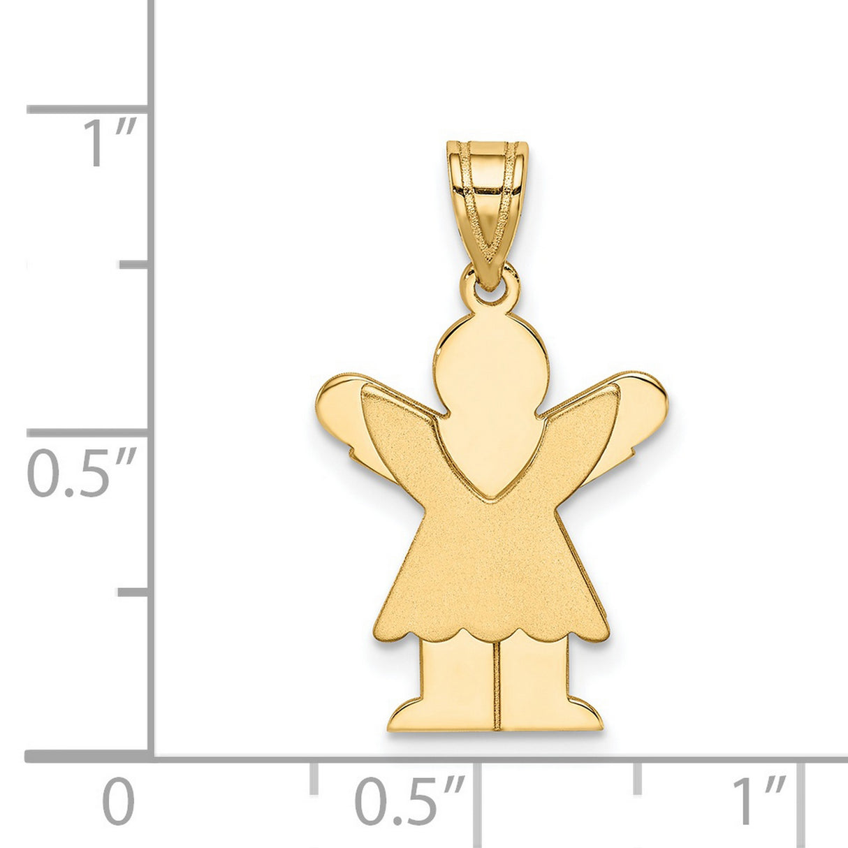 14k Yellow Gold Angel Pendant with Stylized Silhouette and Outstretched Wings for Women