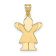 14k Yellow Gold Angel Pendant with Stylized Silhouette and Outstretched Wings for Women