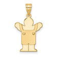 14k Yellow Gold Pendant, Satin Finish Figure with Raised Arms in Overalls, Unisex Family Charm