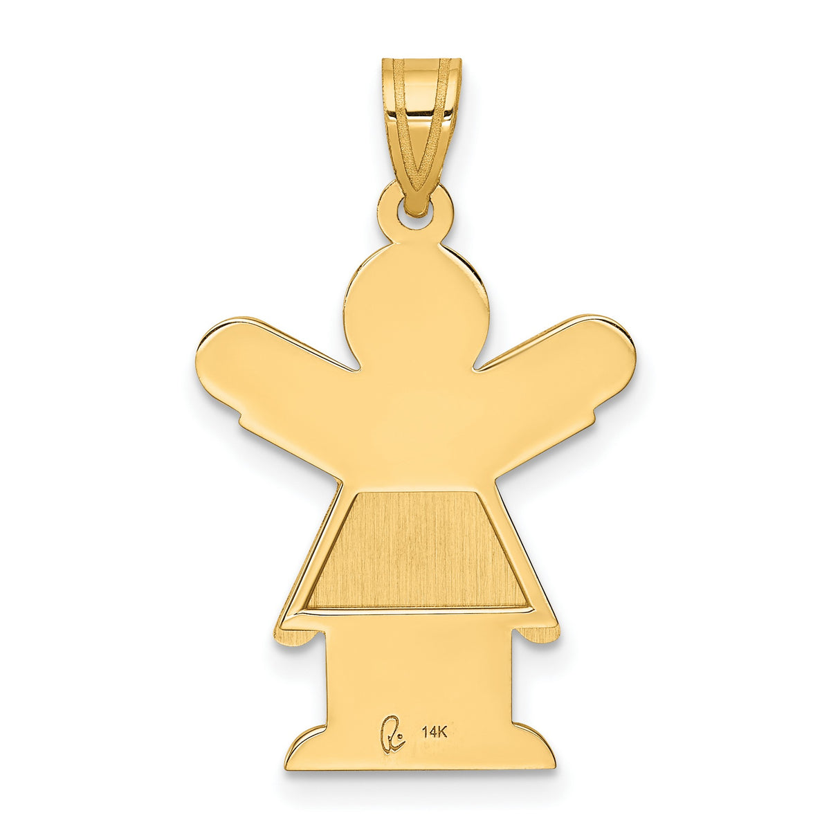 14k Yellow Gold Angel Pendant, Silhouette with Outstretched Wings, Religious Christian Charm