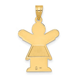 14k Yellow Gold Angel Pendant, Silhouette with Outstretched Wings, Religious Christian Charm