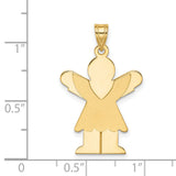 14k Yellow Gold Angel Pendant, Silhouette with Outstretched Wings, Religious Christian Charm