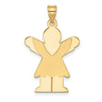 14k Yellow Gold Angel Pendant, Silhouette with Outstretched Wings, Religious Christian Charm